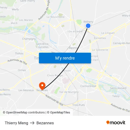 Thierry Meng to Bezannes map