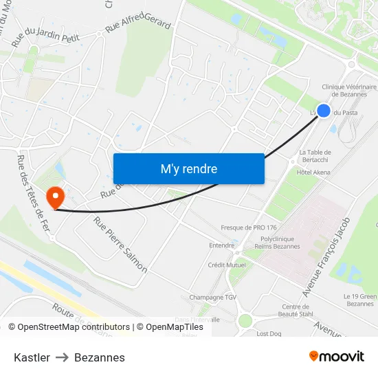 Kastler to Bezannes map