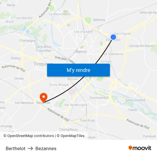 Berthelot to Bezannes map