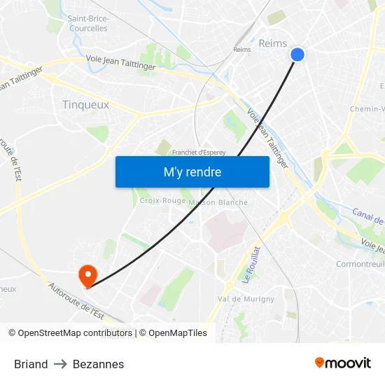Briand to Bezannes map