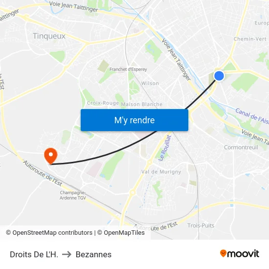 Droits De L'H. to Bezannes map