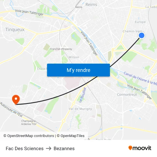 Fac Des Sciences to Bezannes map