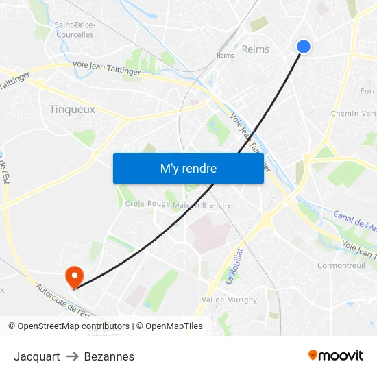 Jacquart to Bezannes map