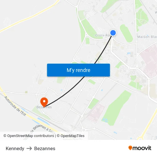 Kennedy to Bezannes map