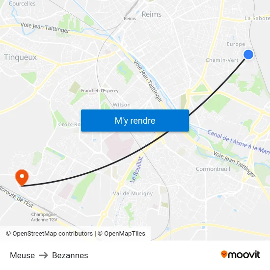 Meuse to Bezannes map