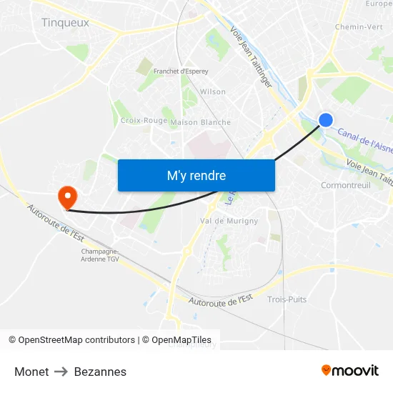 Monet to Bezannes map