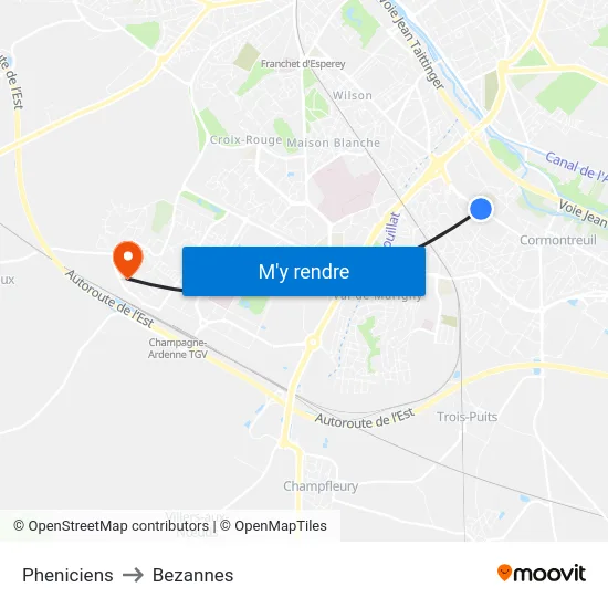 Pheniciens to Bezannes map