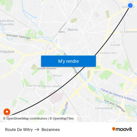 Route De Witry to Bezannes map