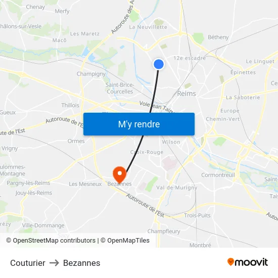 Couturier to Bezannes map
