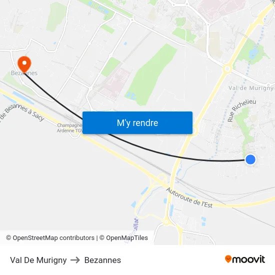 Val De Murigny to Bezannes map