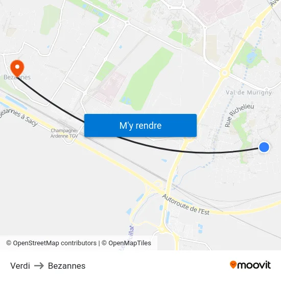 Verdi to Bezannes map
