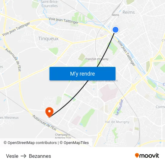 Vesle to Bezannes map