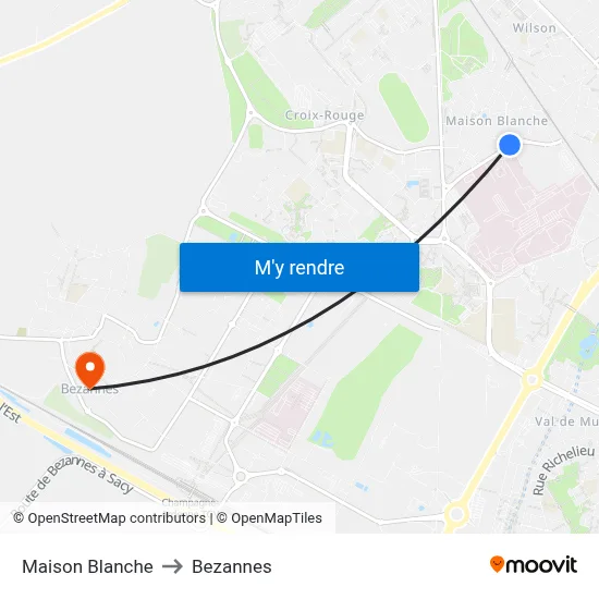 Maison Blanche to Bezannes map