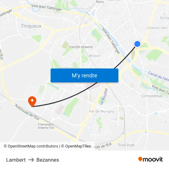Lambert to Bezannes map