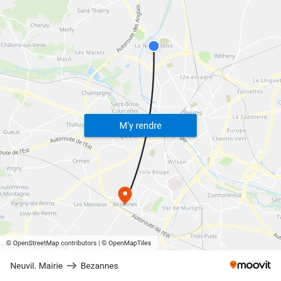 Neuvil. Mairie to Bezannes map