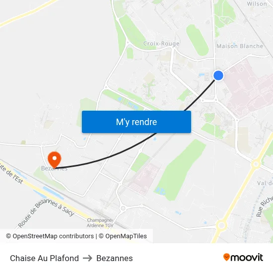 Chaise Au Plafond to Bezannes map