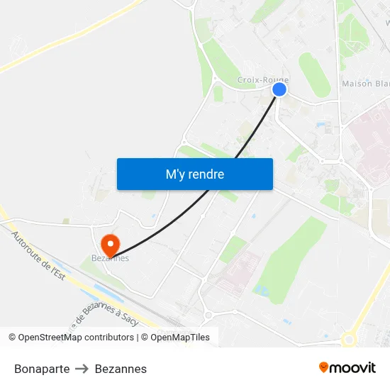 Bonaparte to Bezannes map