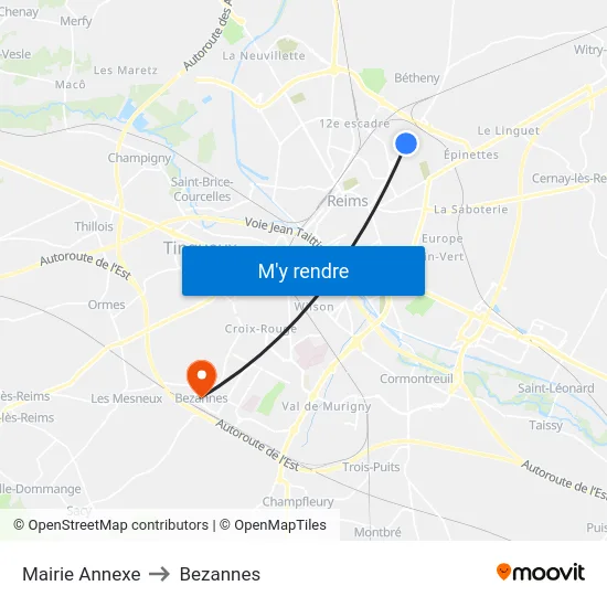 Mairie Annexe to Bezannes map