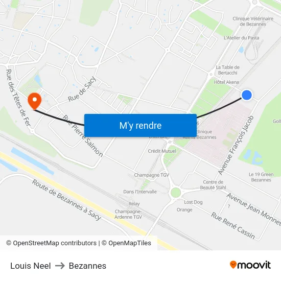 Louis Neel to Bezannes map