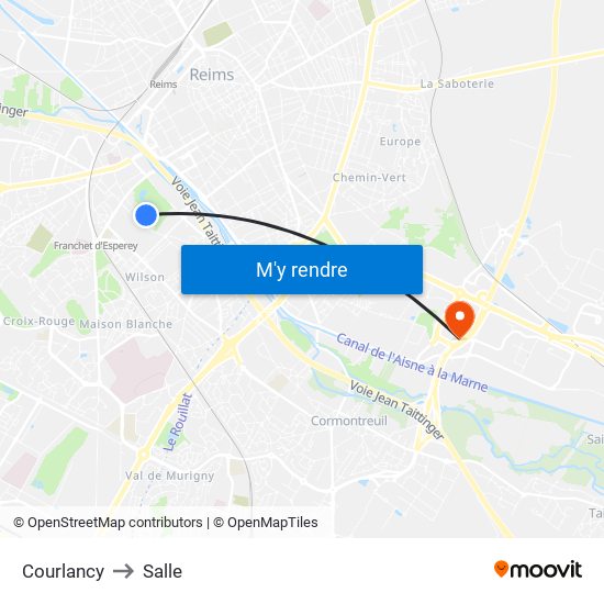 Courlancy to Salle map