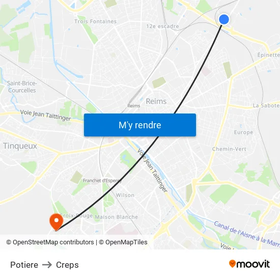 Potiere to Creps map