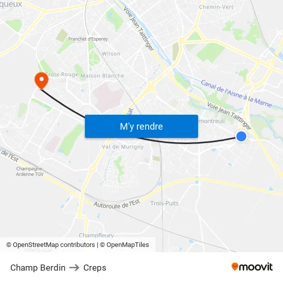 Champ Berdin to Creps map