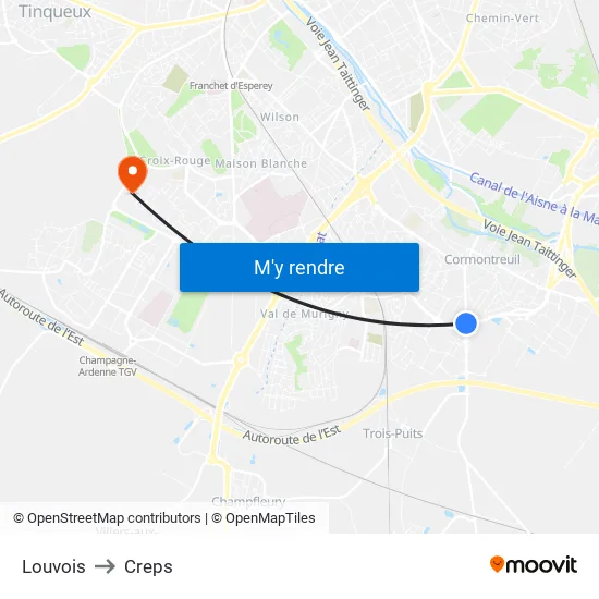 Louvois to Creps map