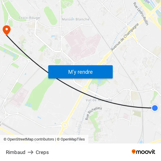 Rimbaud to Creps map