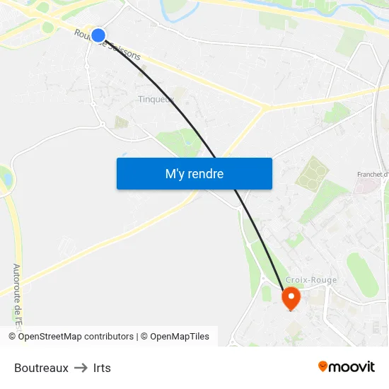 Boutreaux to Irts map