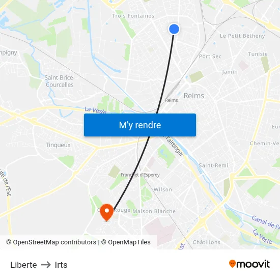 Liberte to Irts map