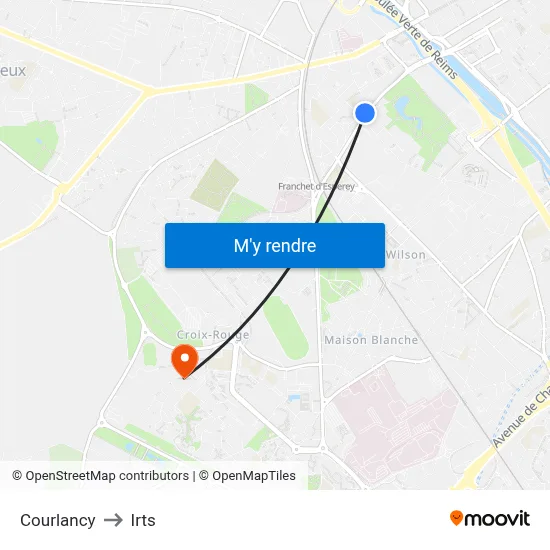 Courlancy to Irts map