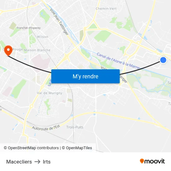 Macecliers to Irts map