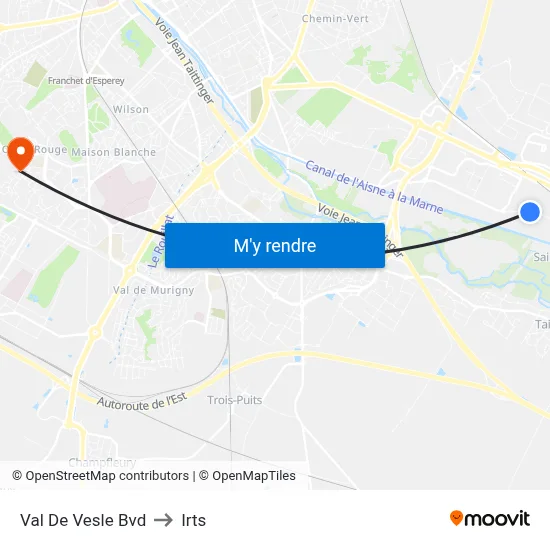 Val De Vesle Bvd to Irts map