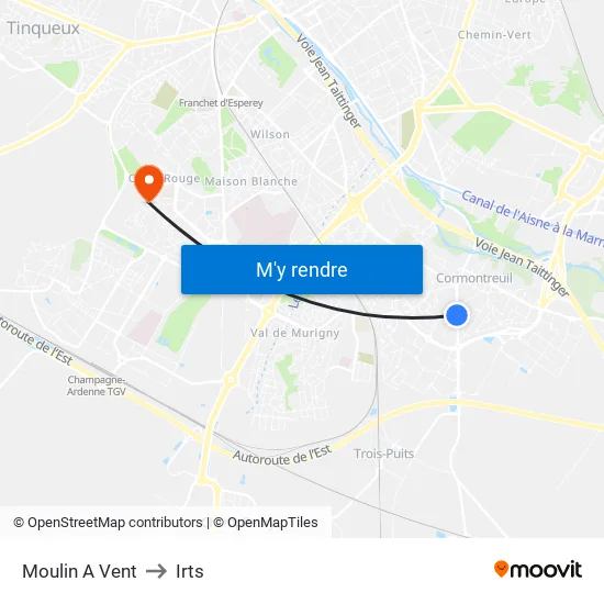 Moulin A Vent to Irts map
