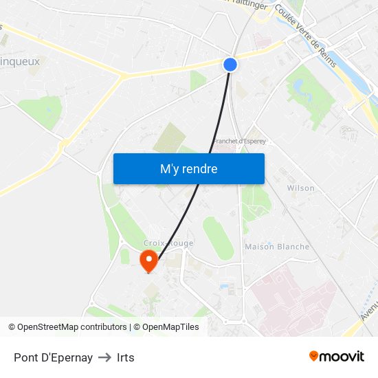 Pont D'Epernay to Irts map