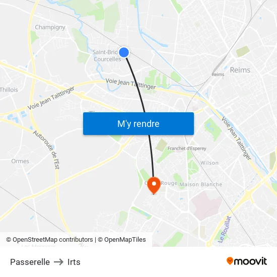 Passerelle to Irts map