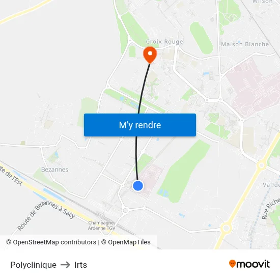 Polyclinique to Irts map