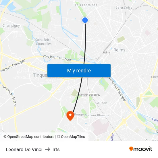 Leonard De Vinci to Irts map