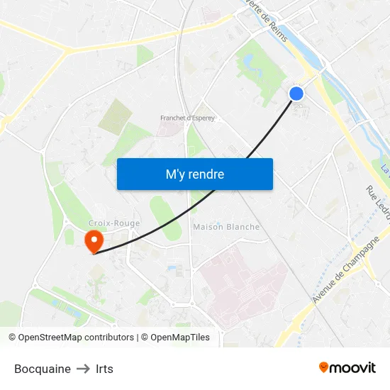 Stade Delaune to Irts map