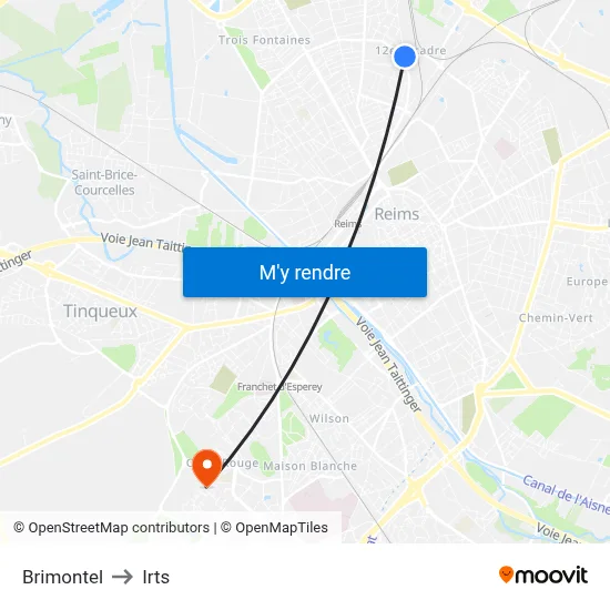 Brimontel to Irts map