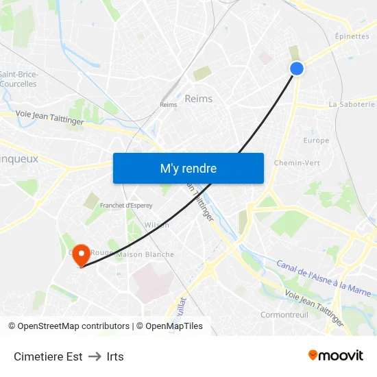 Cimetiere Est to Irts map