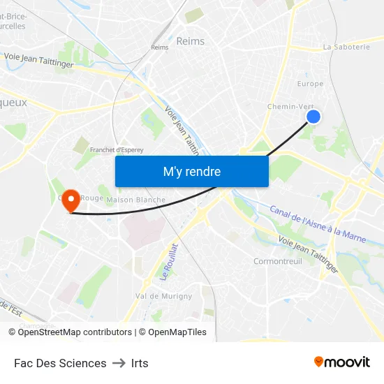 Fac Des Sciences to Irts map