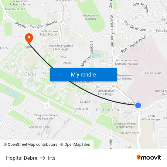 Hopital Debre to Irts map