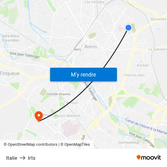Italie to Irts map