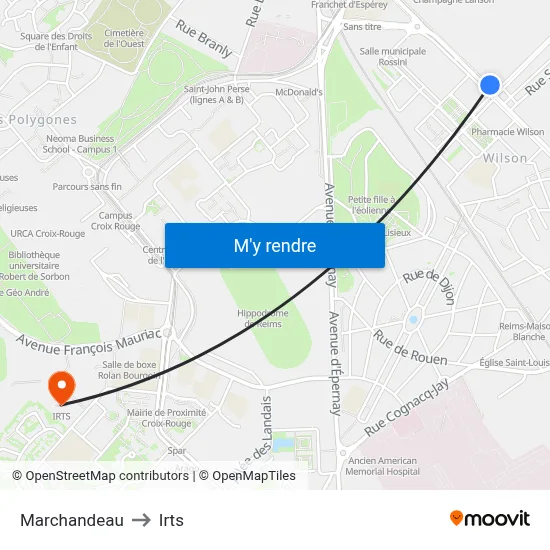 Marchandeau to Irts map