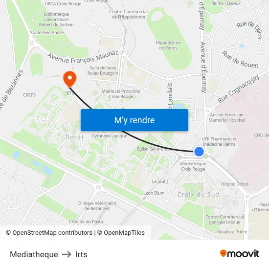 Mediatheque to Irts map