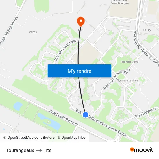 Tourangeaux to Irts map