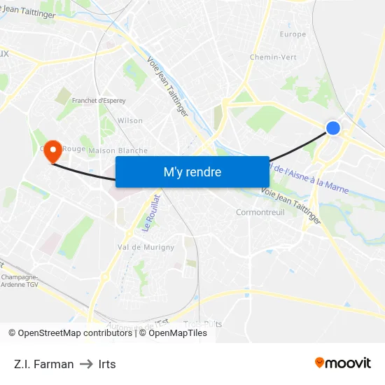 Z.I. Farman to Irts map