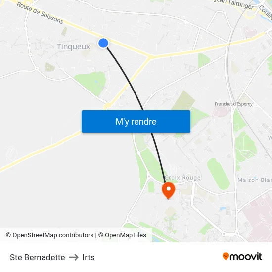 Ste Bernadette to Irts map