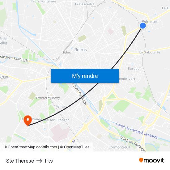 Ste Therese to Irts map